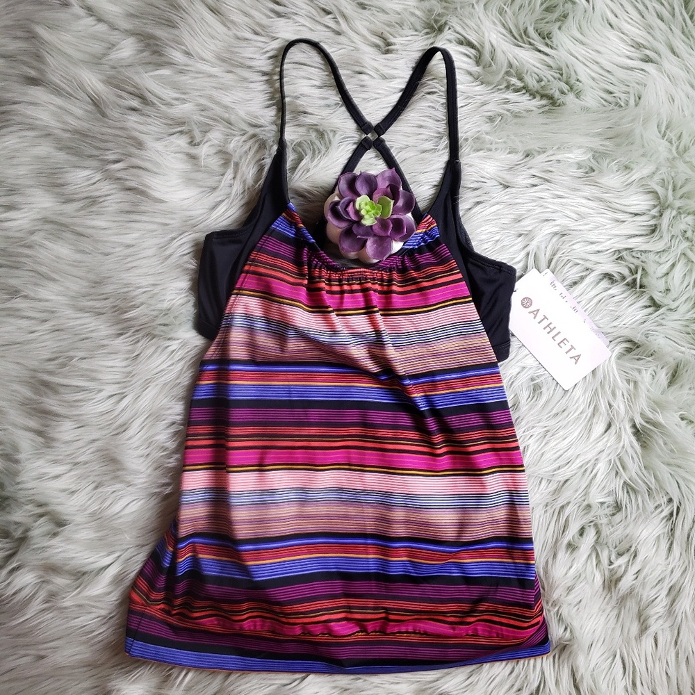 Nwt athleta capri stripe blousy tankini swim top